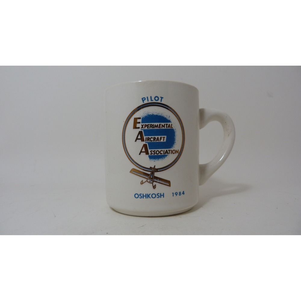 Vintage EAA Pilot Mug Oshkosh 1984 Experimental Aircraft Association White Cup